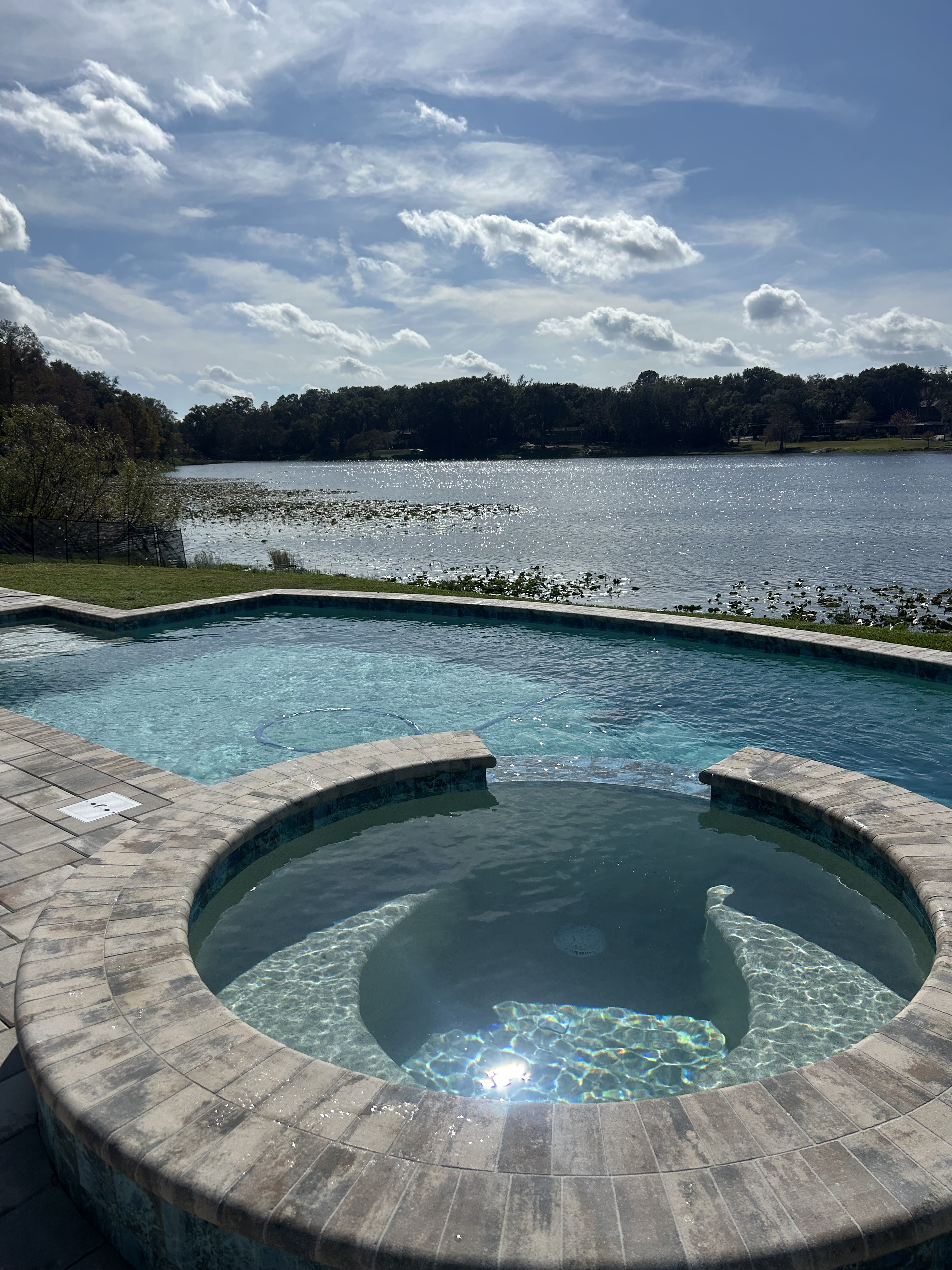 Crystal clear swimming pool in sunny Florida
