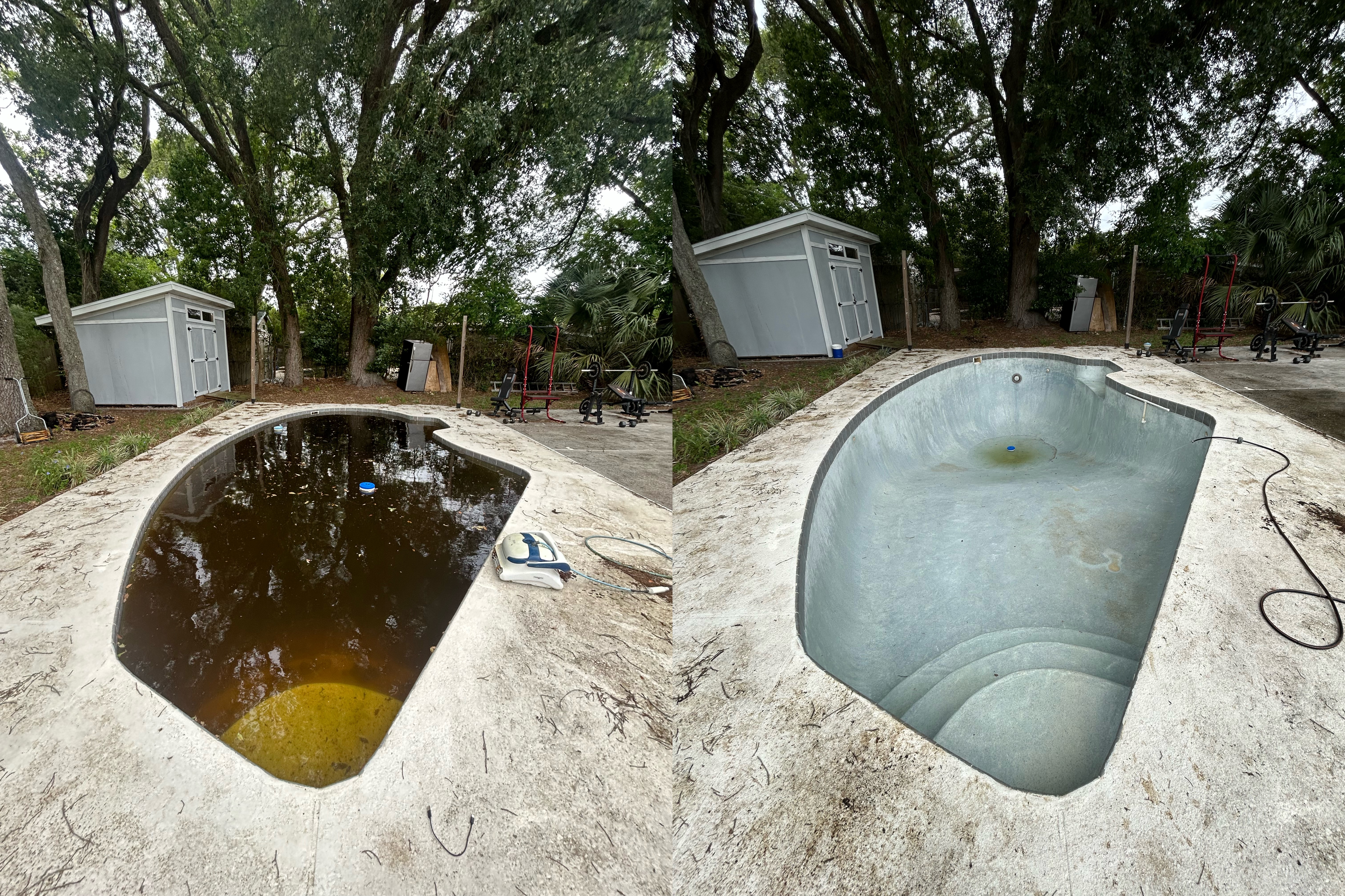 Before and after pool transformation